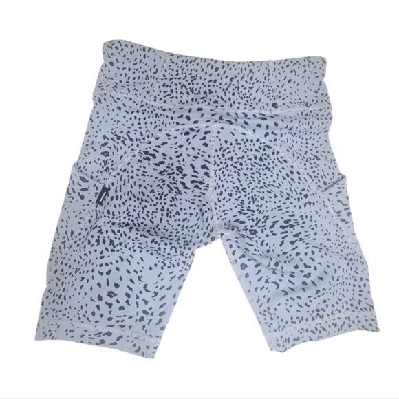 Monrow grey mini leopard print high waist 8" bike shorts small - Picture 2 of 8